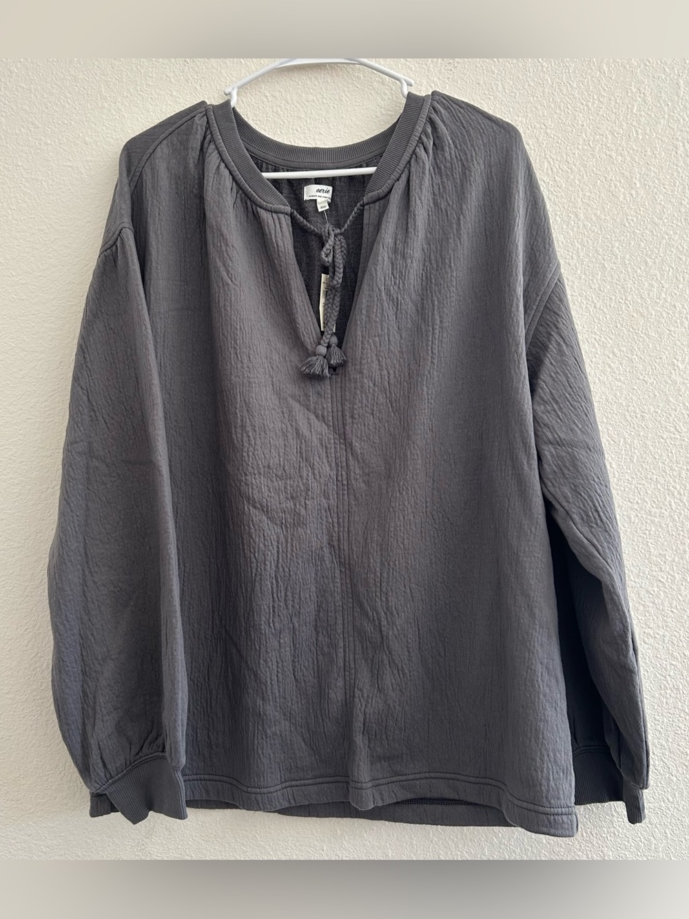 NWT aerie Charcoal Gray Lightweight Pullover Cotton Sweatshirt